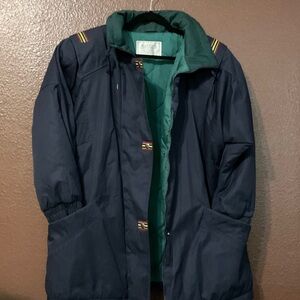 MULBERRY STREET Vintage Navy Puffer Jacket with Green Lining